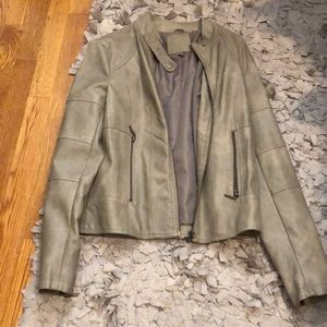 Grey motorcycle faux leather jacket. Super cute!